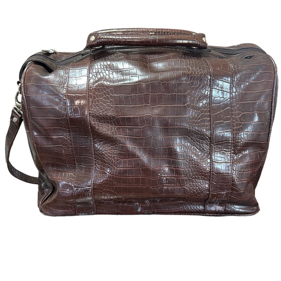 Bath & Body Works brown faux croc leather weekender/duffle bag great travel 🧳 - Picture 2 of 10